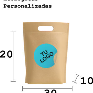 100 Bolsas Friselina personalizadas 20x30x10 con manija ovalo
