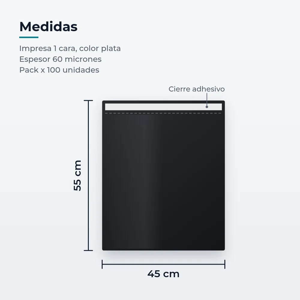 Medidas de la bolsa e-commerce 45x55